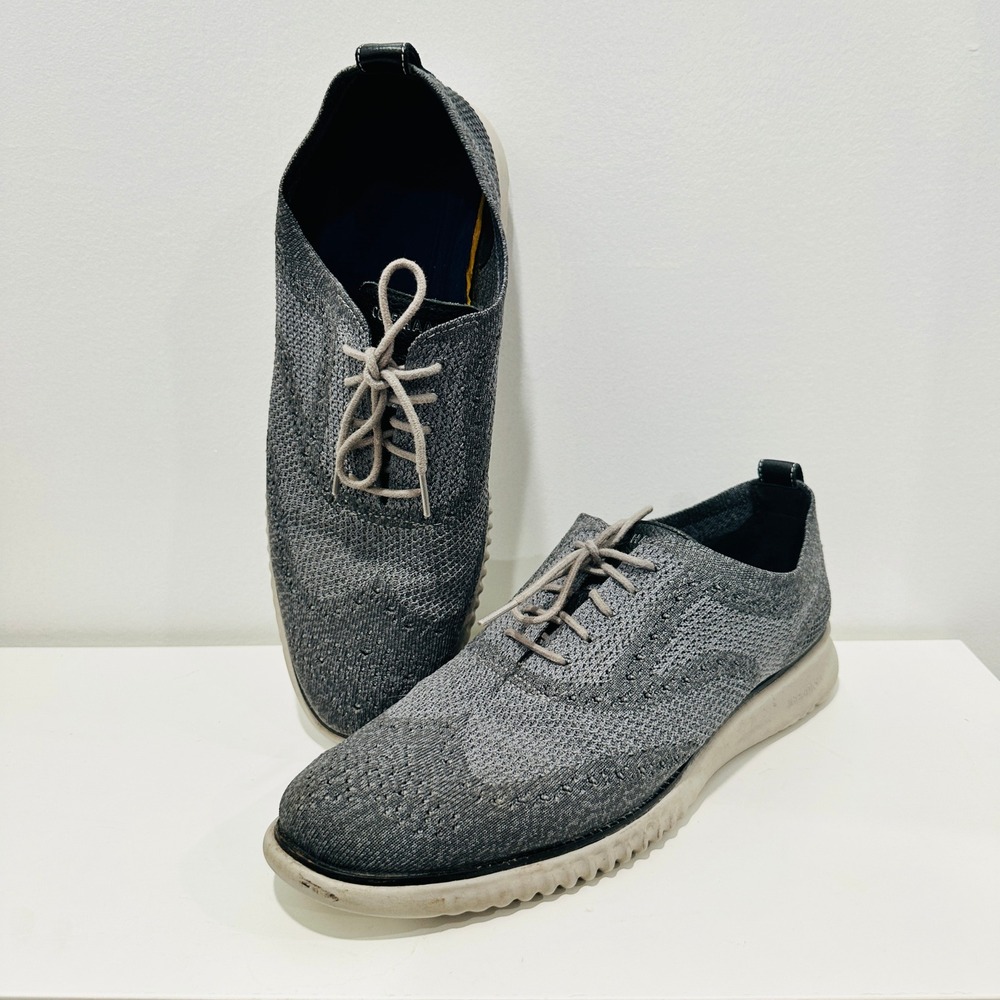 Cole Haan Zerogrand Stitchlite Wingtip Oxford Gray Knit Mens Shoes C27565 11M